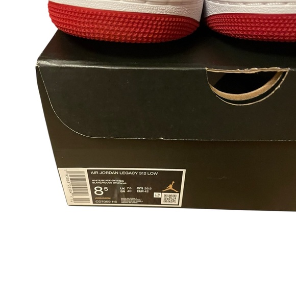 Jordan 312 low size 8.5  Red and White Sneakers with Black Accents - Picture 4 of 7